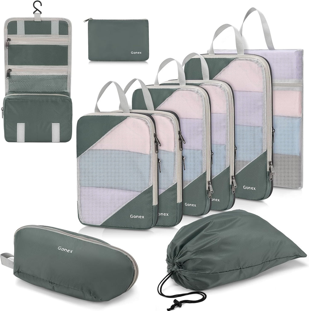 Gonex Compression Packing Cubes for Travel, Mesh Bags Luggage Organizers