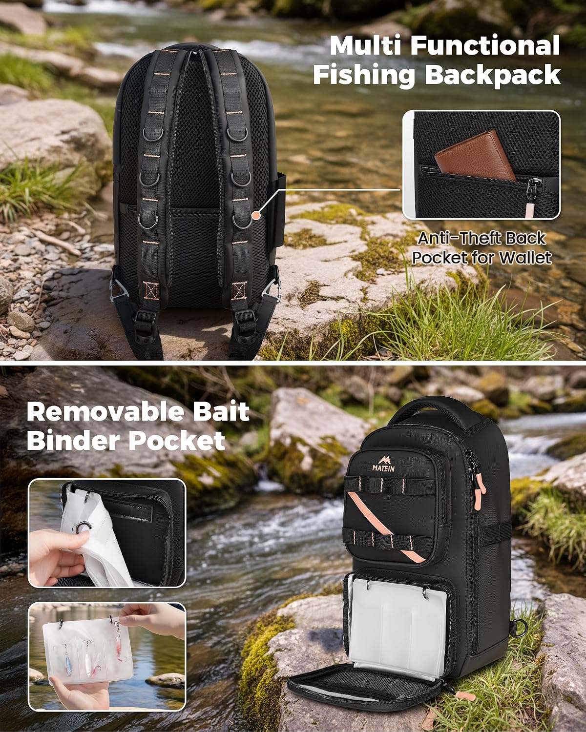 MATEIN Fishing Sling Bag with Phone Pouch, 3600 Tackle Box Backpack