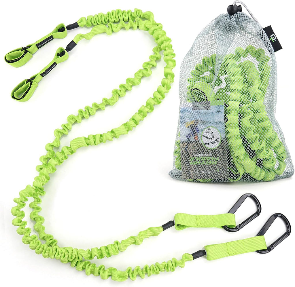 Kayak Paddle Leash, Stretchable Bungee Cord w/ Carabiner Clip