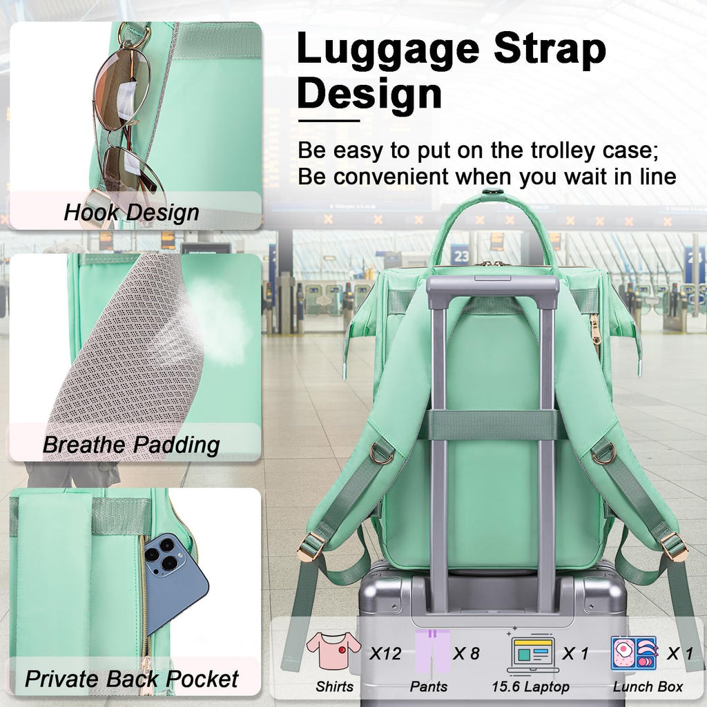 Weitars Lunch Backpack for Women,15.6 Inch Laptop Backpacks with Lunch Box