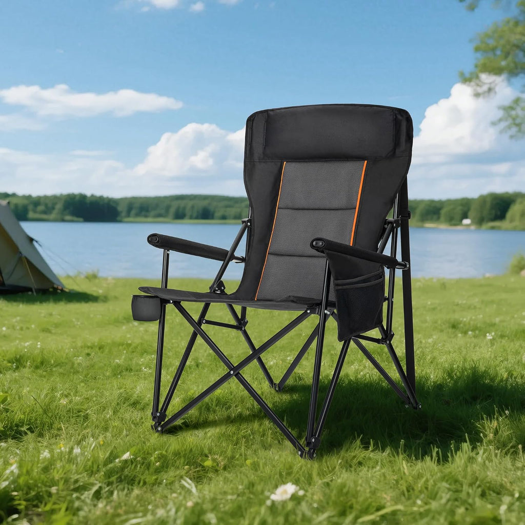 HIGH POINT SPORTS Folding Camping Chairs for Adults Support 500 LBS 2 Pack