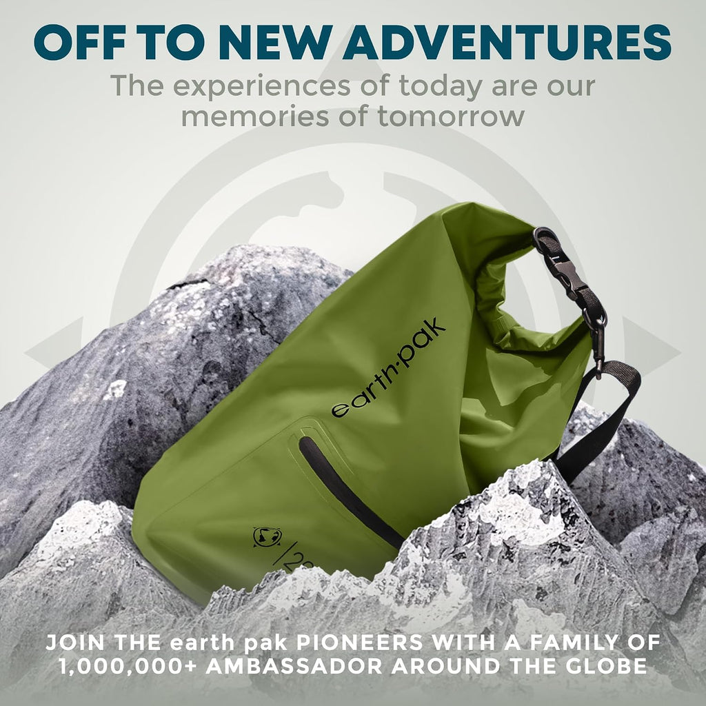 Earth Pak Waterproof Dry Bag with Zippered Pocket - Waterproof Dry Bag Backpack Keeps Gear Dry
