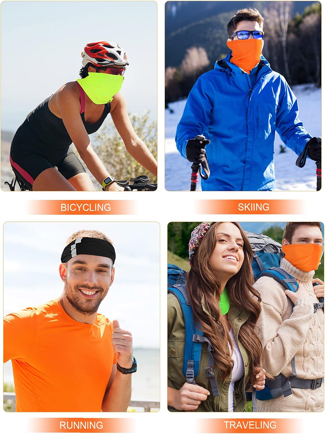 SATINIOR 8 Pack Reflective Neck Gaiters UV Protection Cooling Face Masks