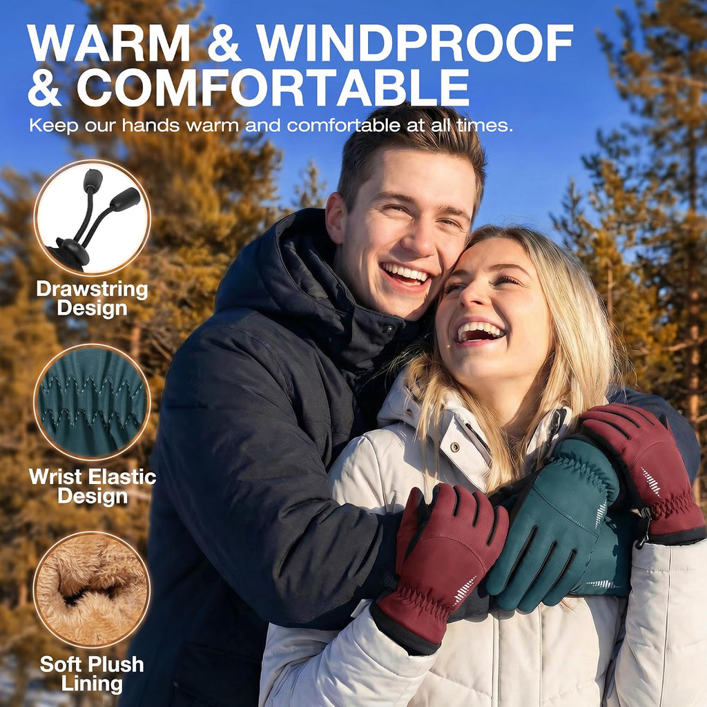 SIMARI Winter Waterproof Warm Gloves Women Men with Touchscreen Fingers, Ski Snow Windproof for Cold Weather Thermal, for Running Hiking Driving Cycling Outdoor Sports Daily Work