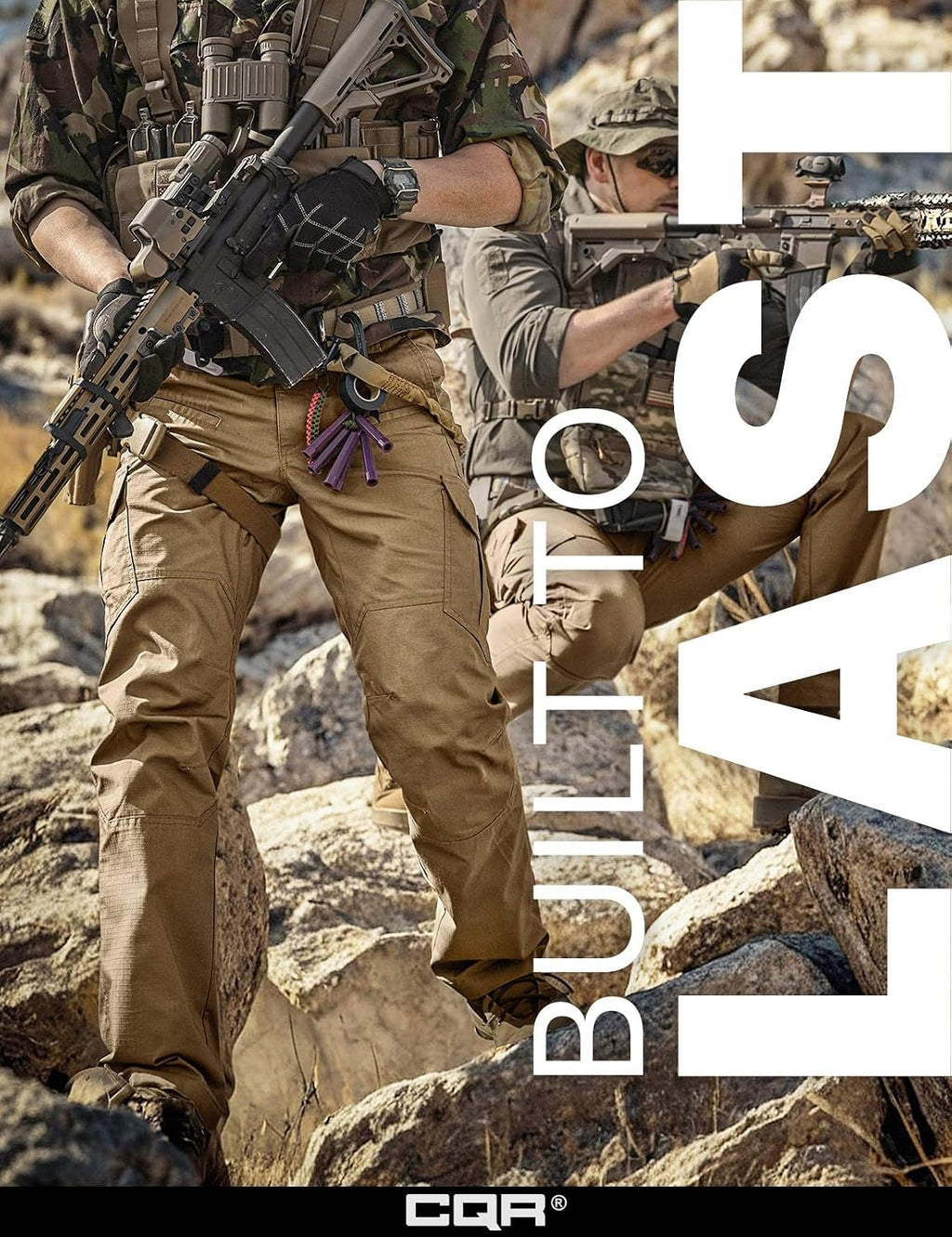 CQR Men's Tactical Pants, Water Resistant Ripstop Cargo Pants, Lightweight EDC Work Hiking Pants, Outdoor Apparel