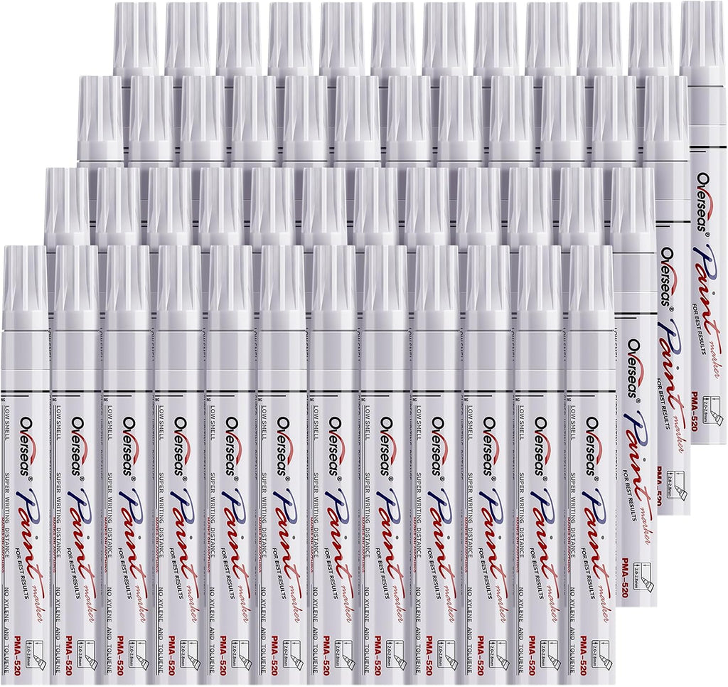 Overseas 48 White Paint Pens Permanent Markers, Oil Based Paint Markers