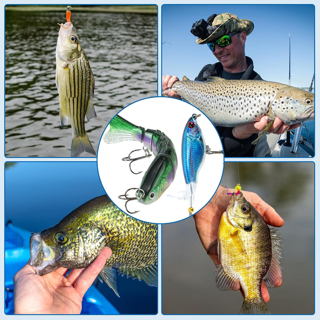 Fishing Lures Tackle Box Bass Kit,Saltwater & Freshwater Baits Set