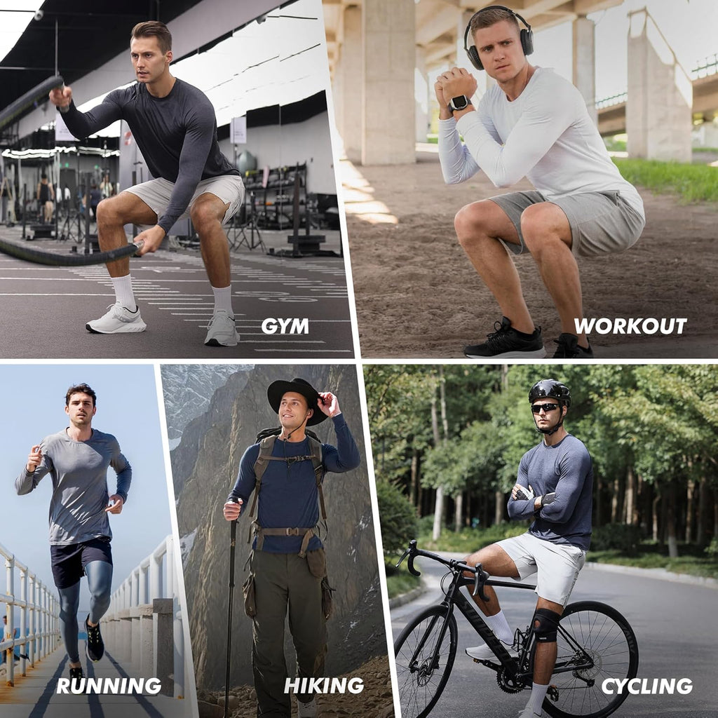 4 Pack Long Sleeve Shirts for Men - Quick Dry Moisture Wicking Tshirts