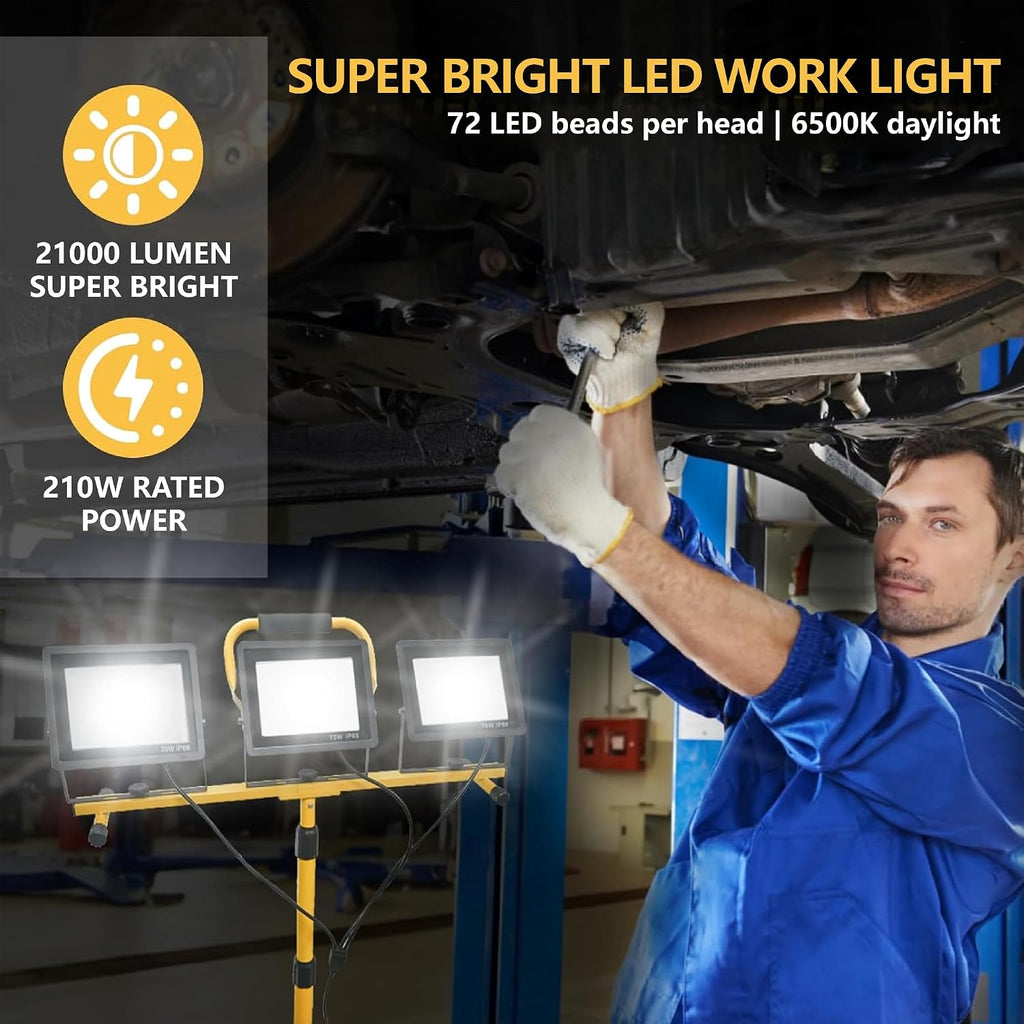 21000-Lumen LED Work Light with Stand for Job Site Garage