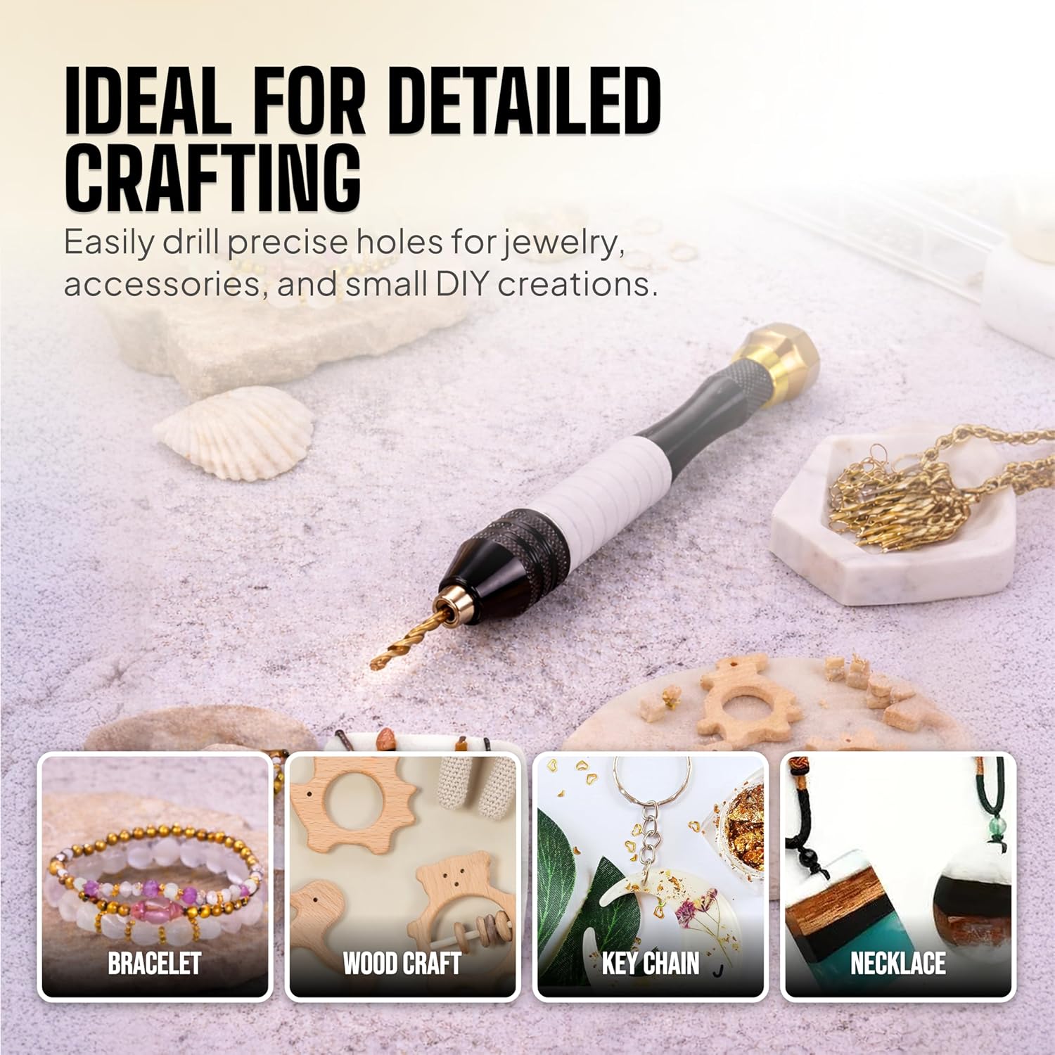Pin Vise Hand Drill Manual with Micro Drill Bits, Jewelry Drill for Resin