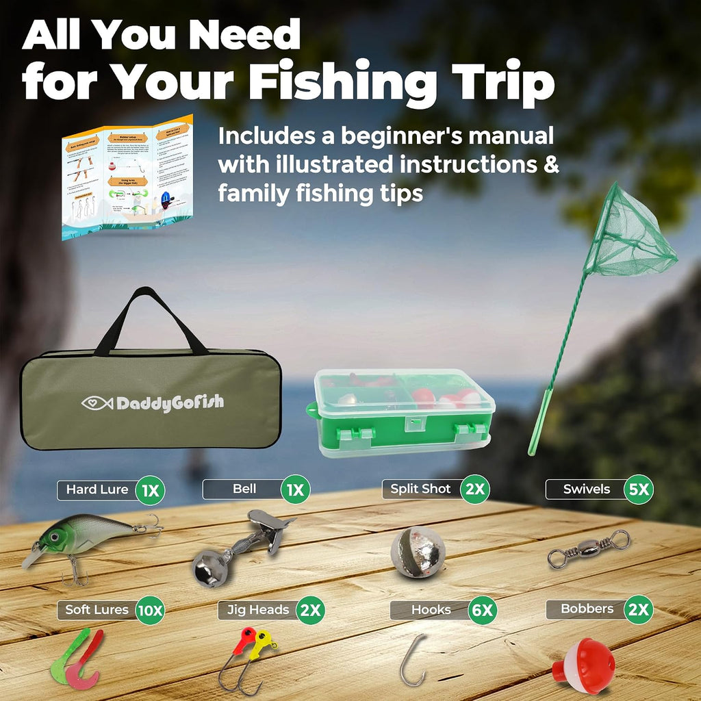 Kids Fishing Pole for Boys, Girls & Youth Age, Toddler Fishing Pole Set Kit