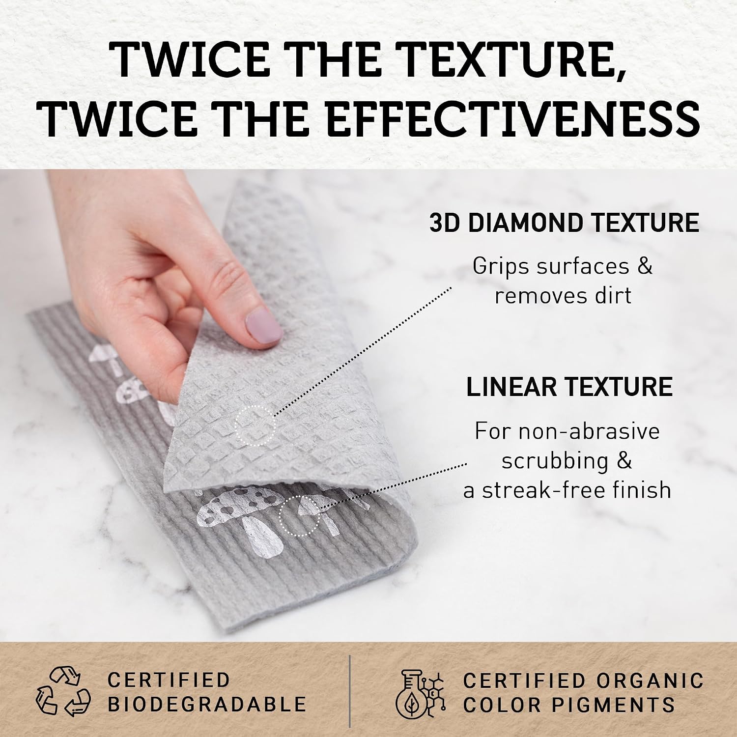 Nordhus Design Swedish Dishcloths,10 Grey Cloths, Made in Sweden - Reusable, Washable Cellulose Cotton Kitchen Cloths - Replace Paper Towels, Wipes, Sponges, Dish Rags