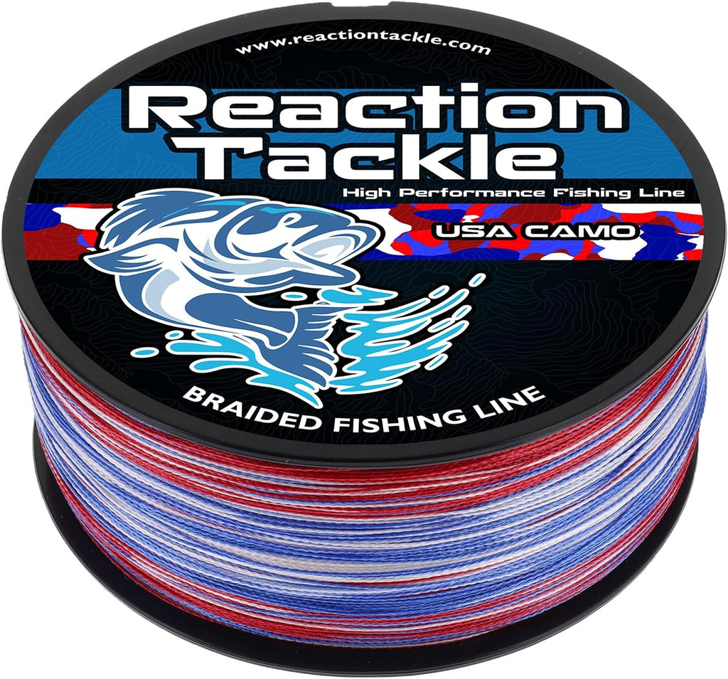Reaction Tackle Braided Fishing Line - Pro Grade Power Performance for Saltwater or Freshwater Fish - Colored Fishing Line Braid for Extra Visibility