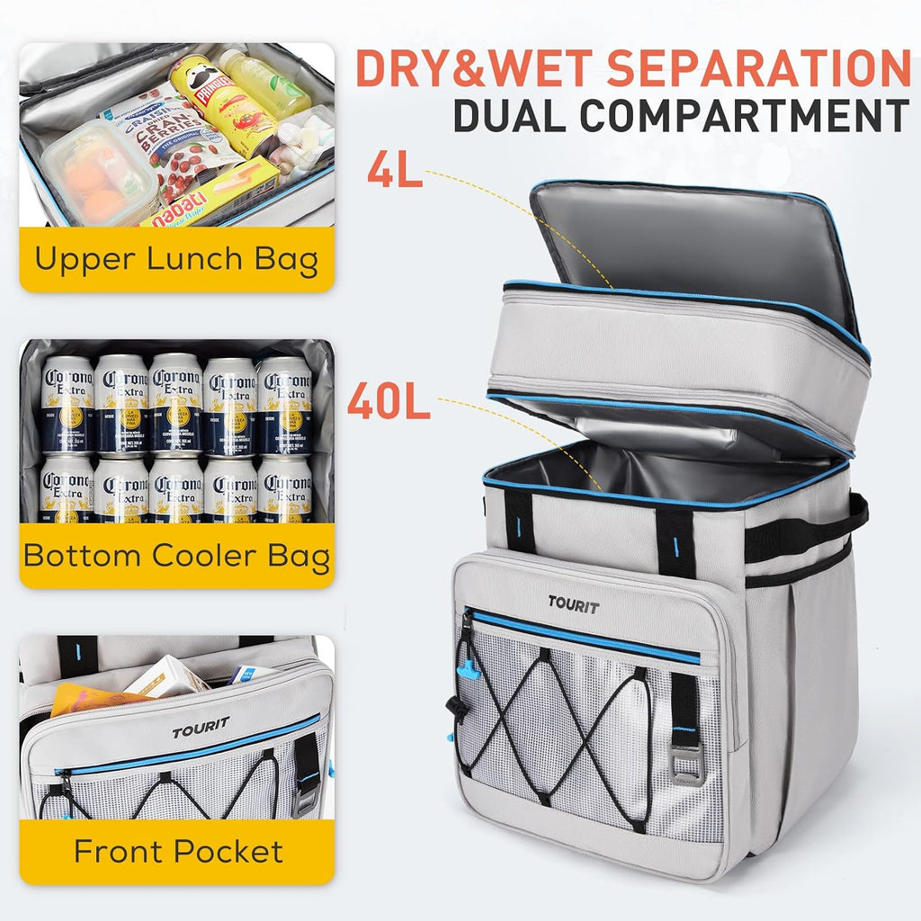 TOURIT Collapsible Rolling Cooler with Wheels, 12H Insulated & Waterproof