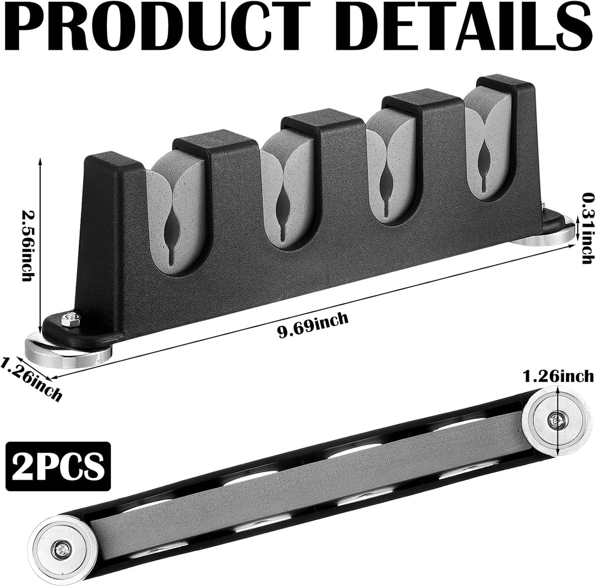 Seenelling 2 Pcs Magnetic Fishing Rod Holder for Car Fishing Pole Rack Vertical Rod Storage Holders for Truck Bed Boat Wall Garage Door