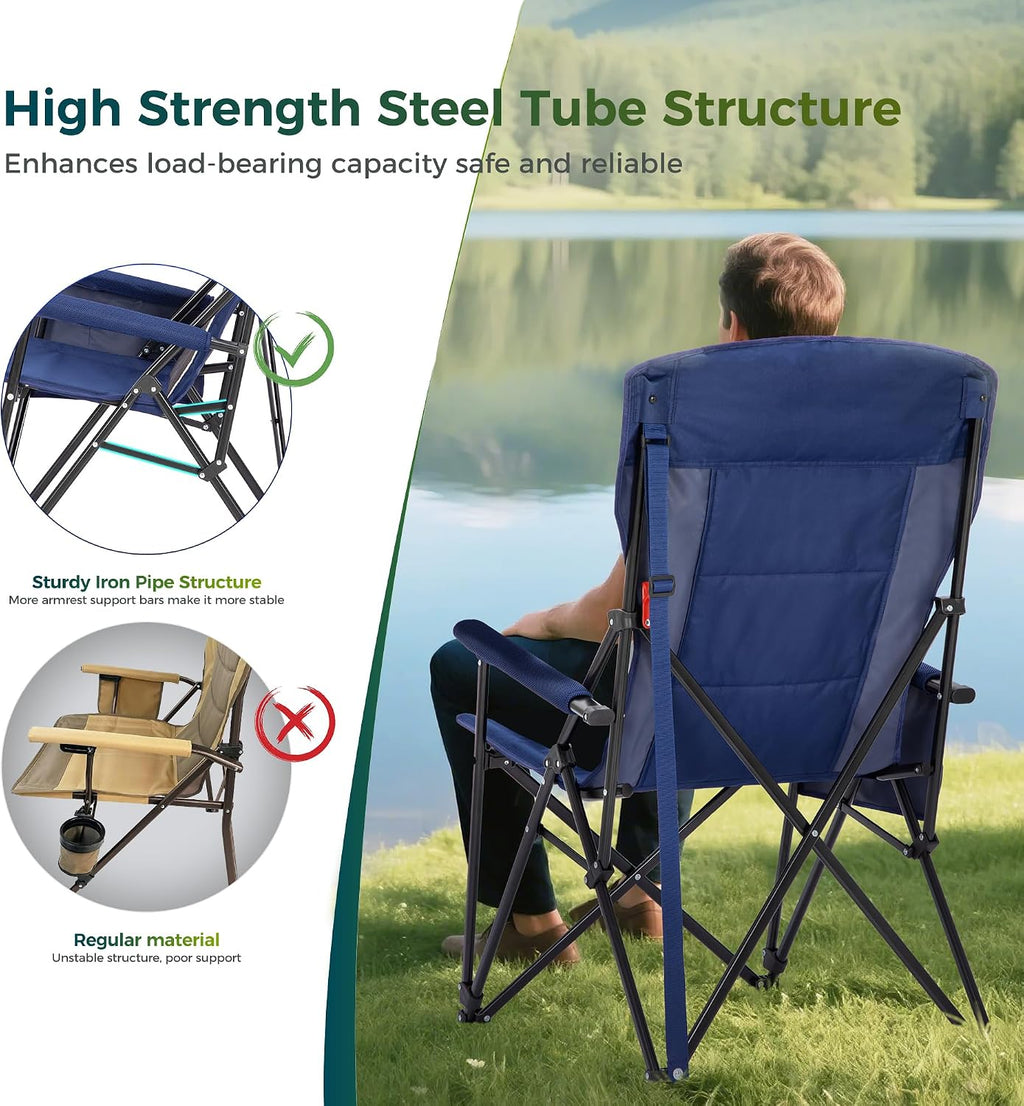 ALPHA CAMP Oversized Camping Chair for Adult Lawn Chair for Outdoor Camping