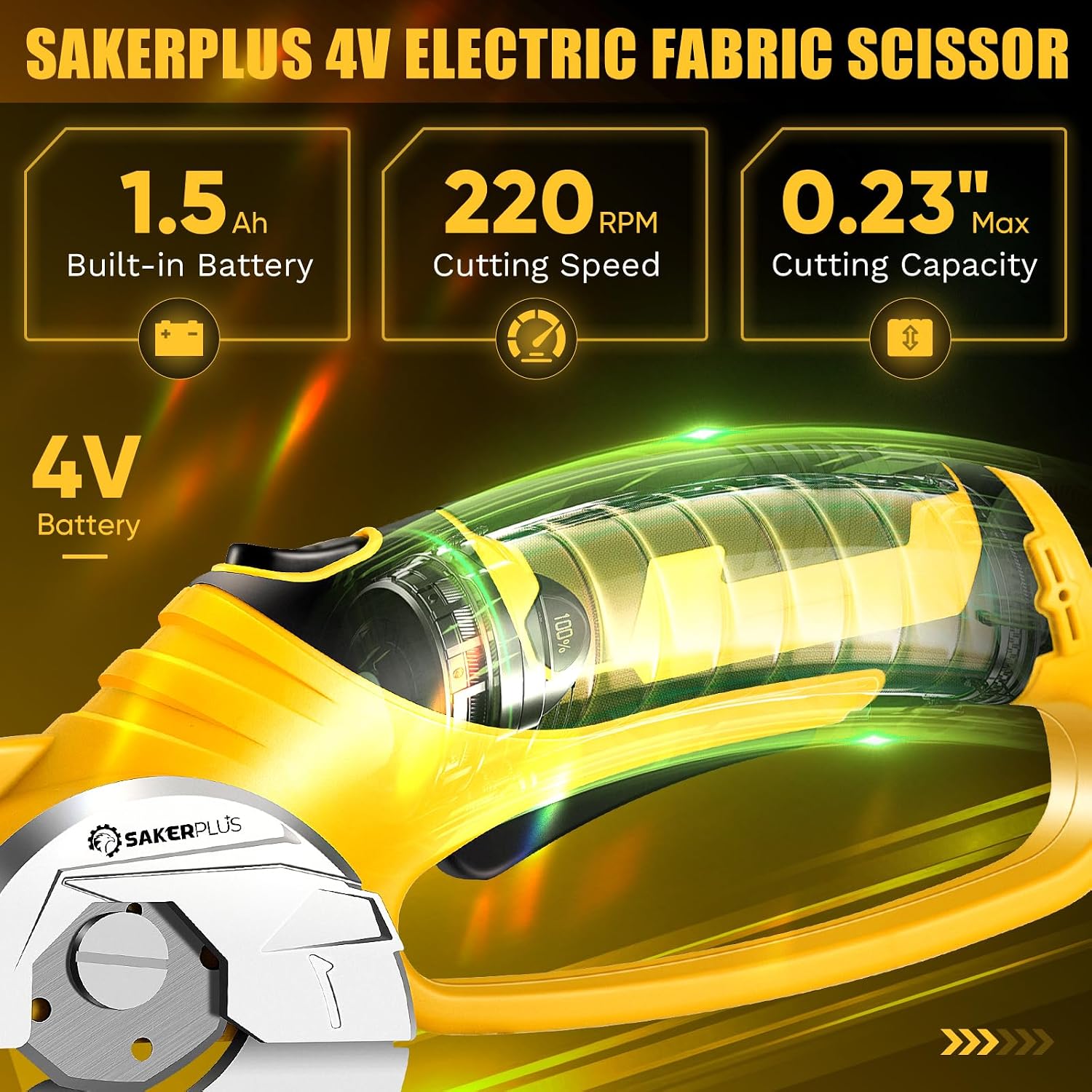 SakerPlus Cordless Electric Scissors, 4V Rechargeable Cardboard Cutter