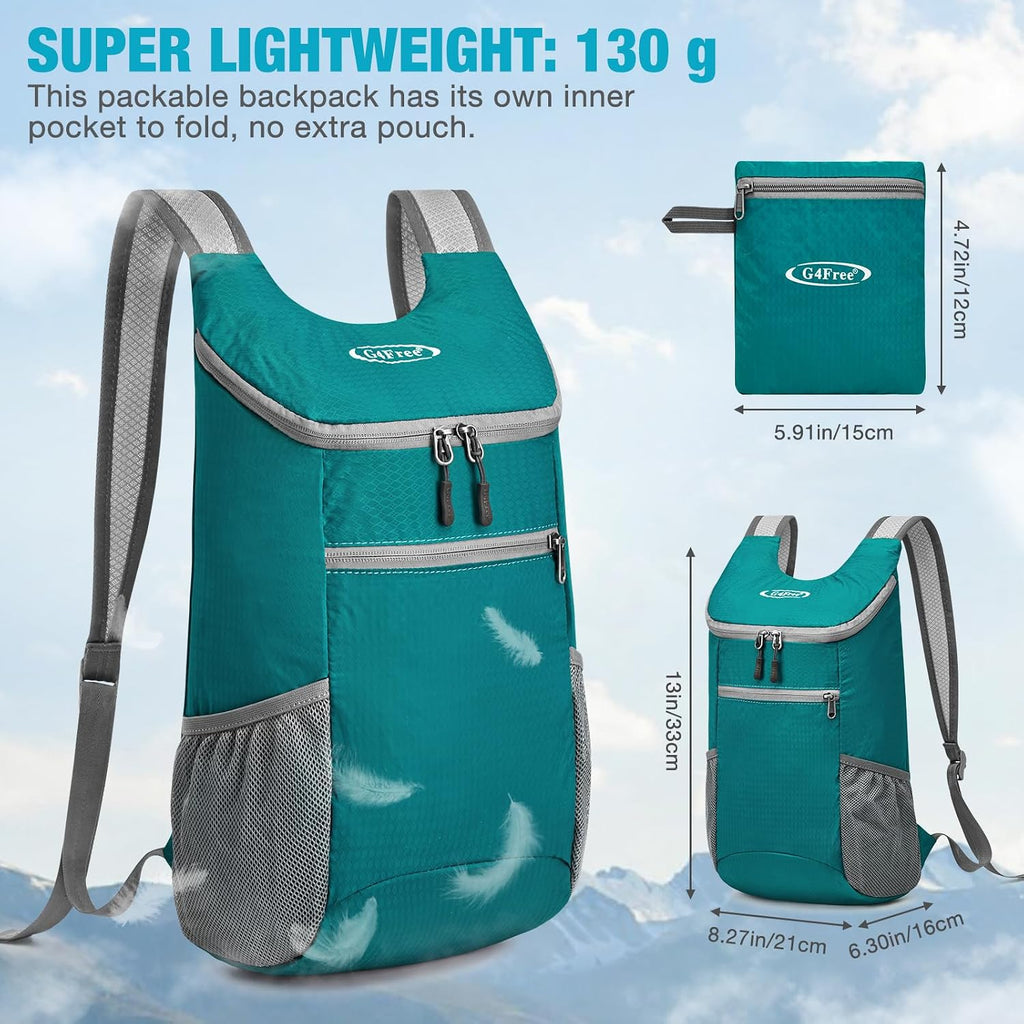G4Free 10L Lightweight Packable Hiking Backpack, Nylon Daypack Daily Travel