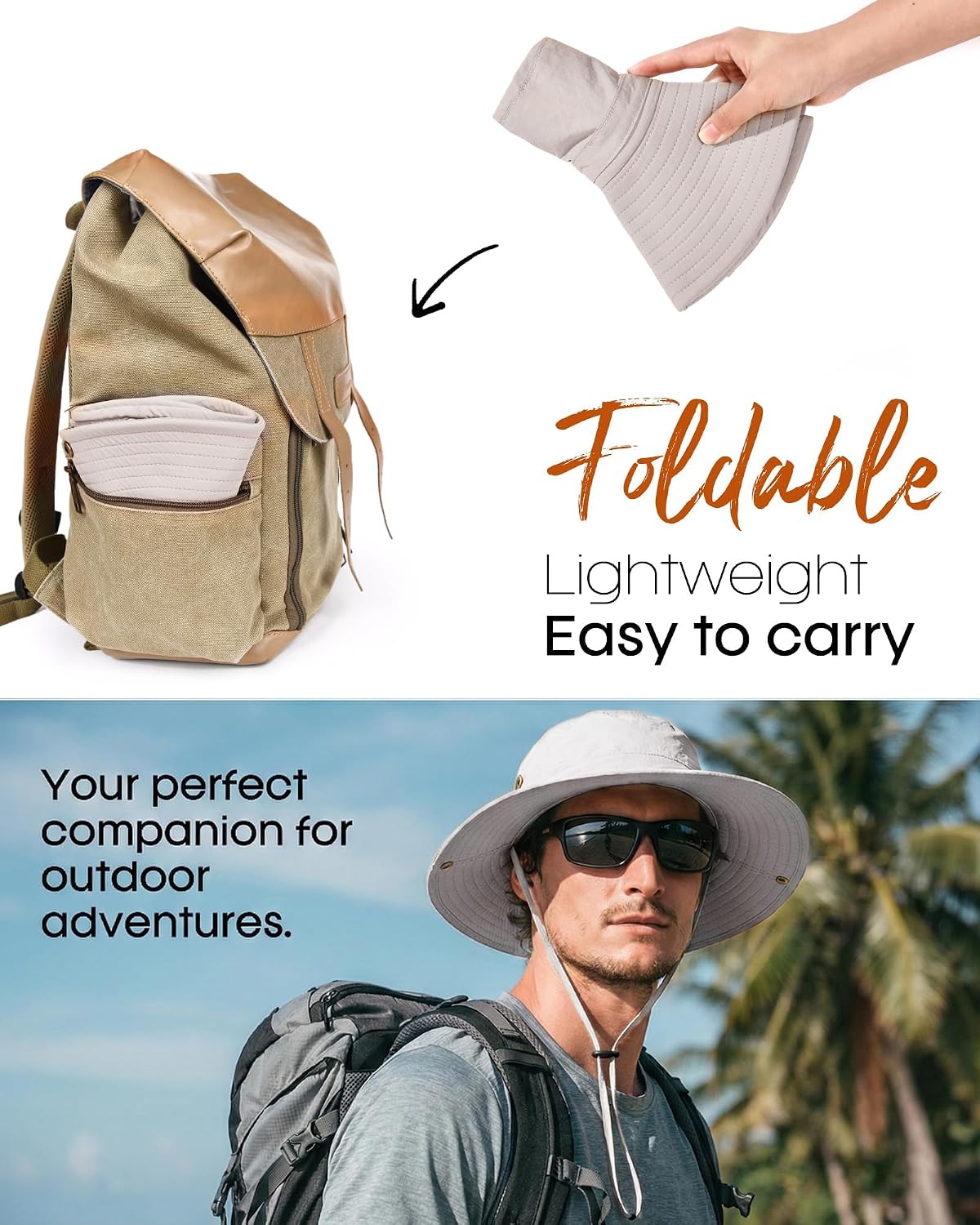 FURTALK Sun Hats for Men Fishing Hat UPF Protection Wide Brim Bucket Hat