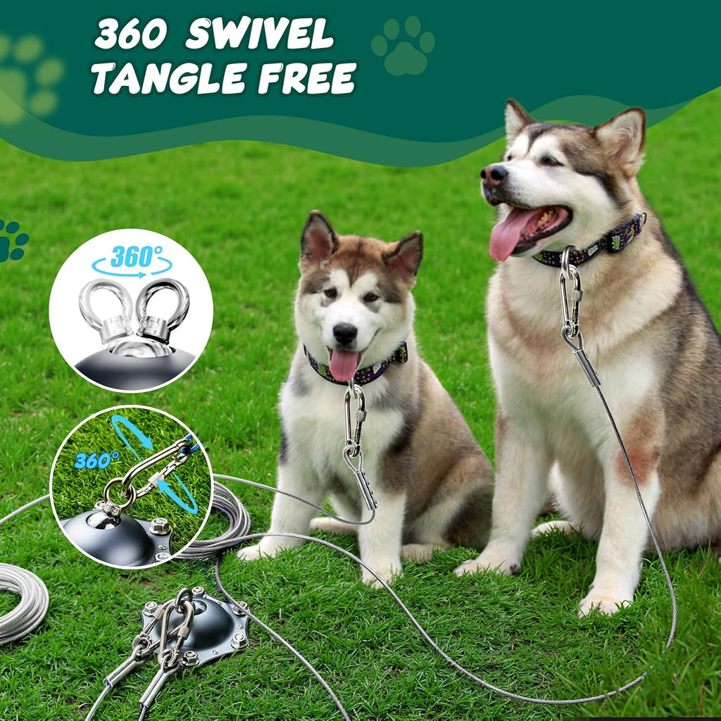 Dog Tie Out Cable and Stake,Dog Stakes for Outside with 30FT Steel Leash