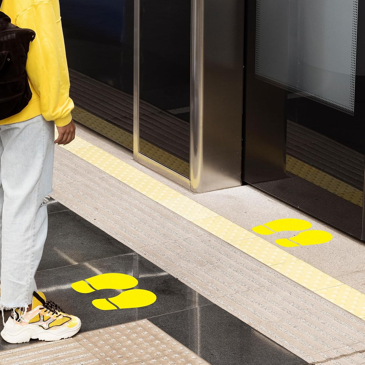 20 Pairs Yellow Footprint Stickers 3×7 in Classroom Floor Line Up