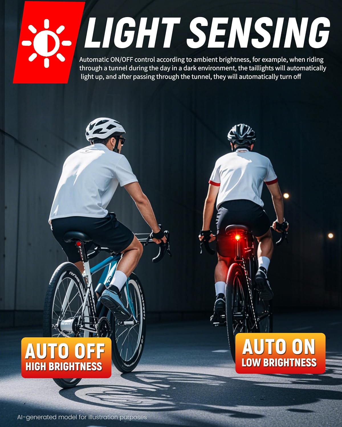 DARKBEAM Bike Tail Light Smart- with Brake/Light Sensor, USB-C Rechargeable