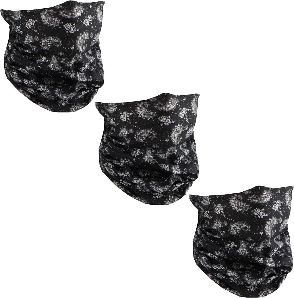 Set of 3 Paisley Bandana Neck Gaiter Tube Headwear Motorcycle Face Scarf