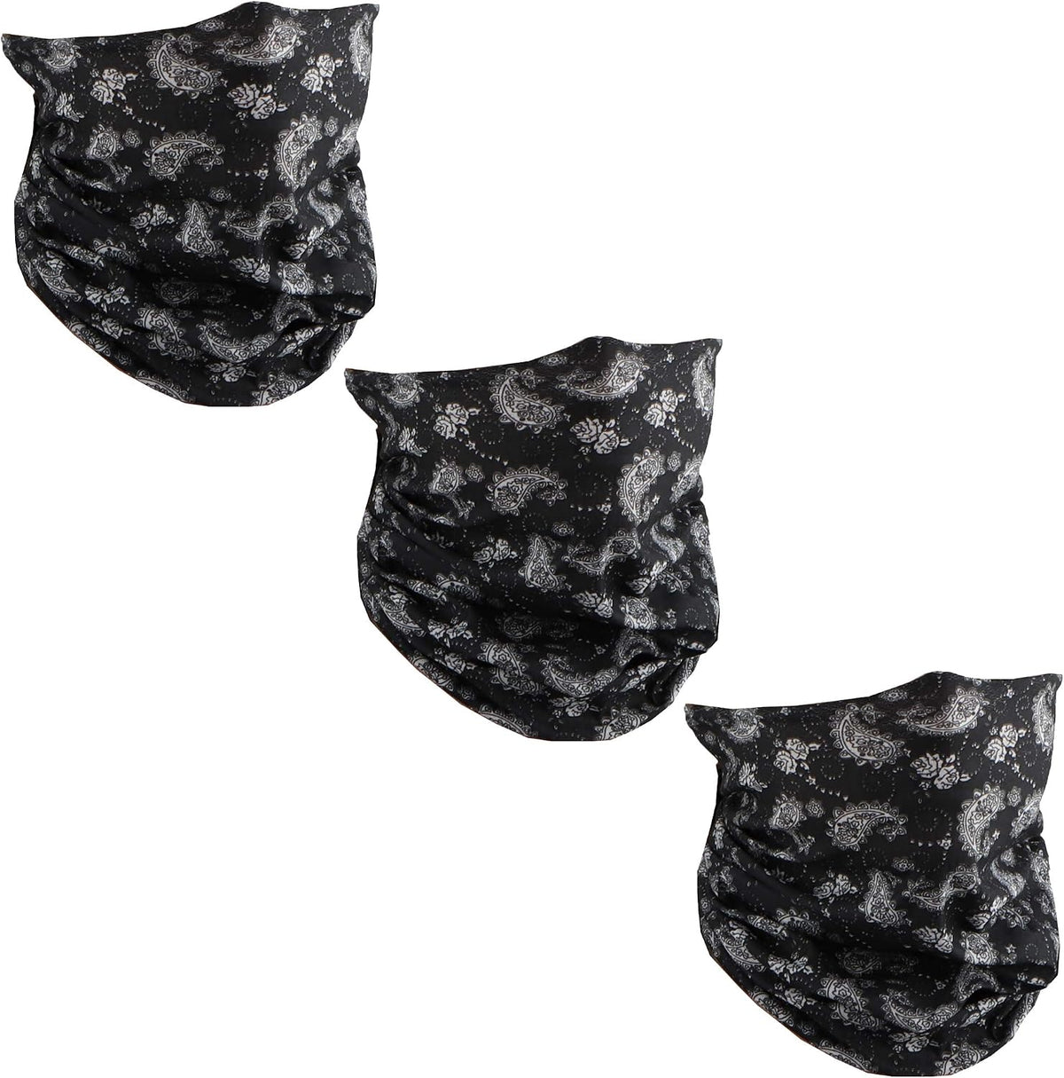 Set of 3 Paisley Bandana Neck Gaiter Tube Headwear Motorcycle Face Scarf