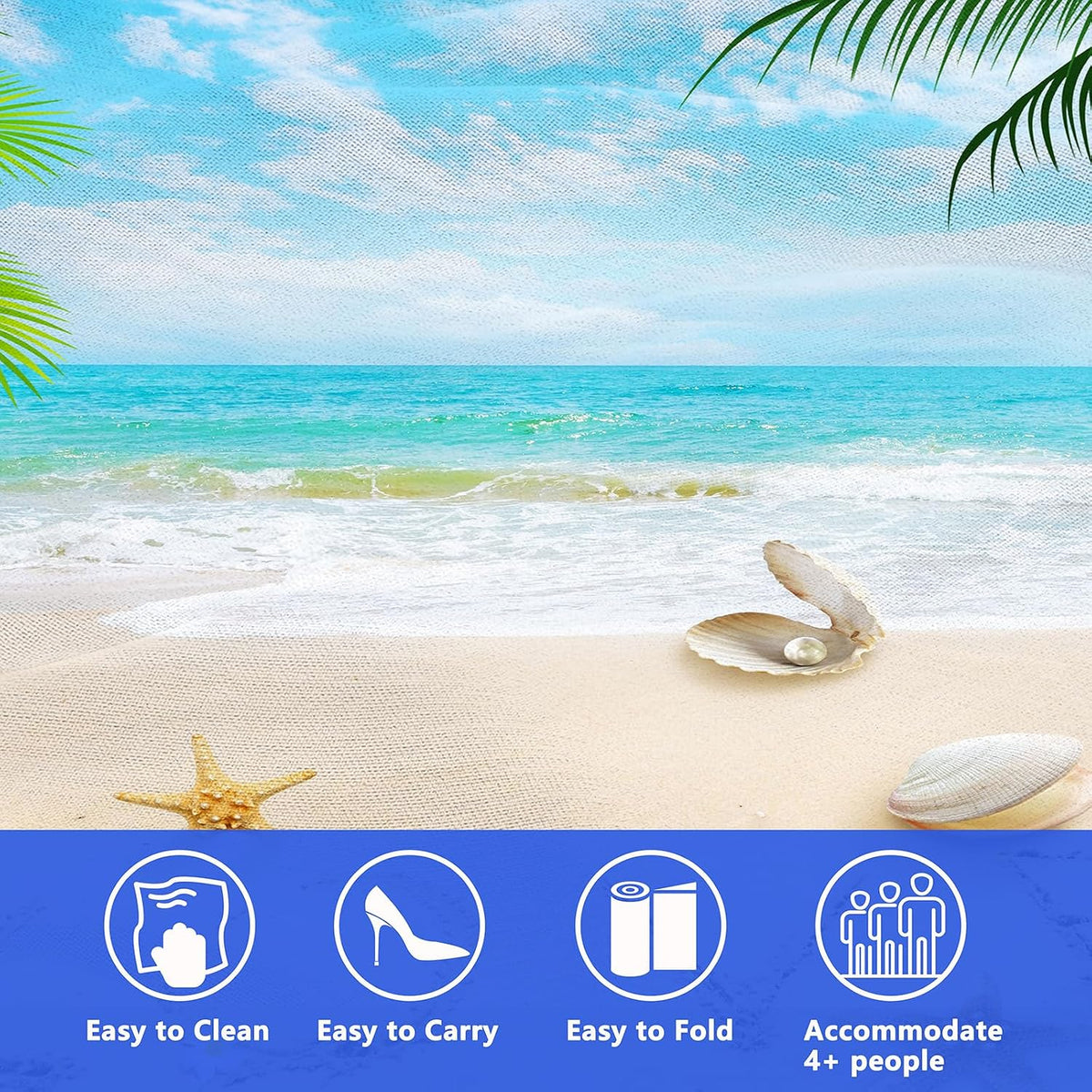 DanCoom Picnic Blanket, Foldable Waterproof Sand Mat, Extra Large Picnic Blanket Outdoor Picnic Mat Beach Blanket for Park Grass Camping Hiking Travel Family Concerts