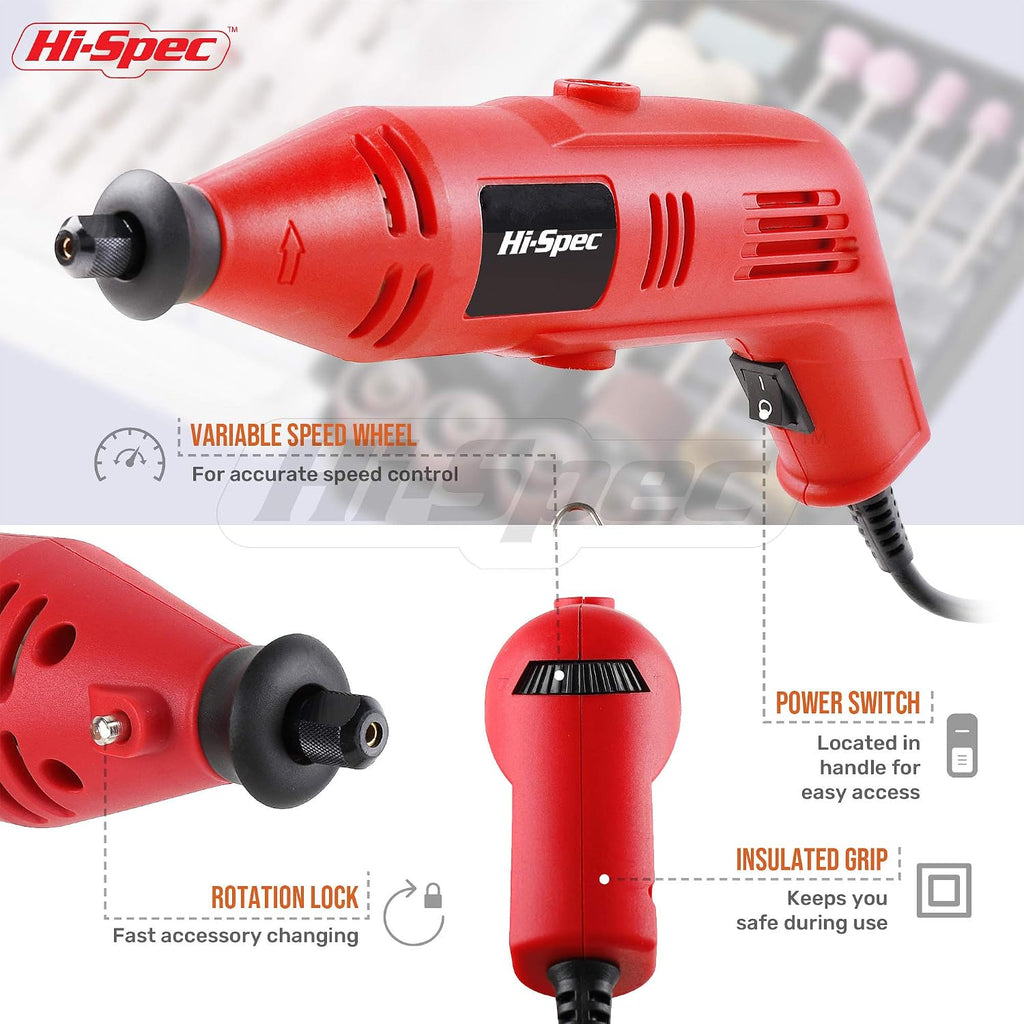 Hi-Spec 130W Corded Power Rotary Multi Tool Kit with Dremel Compatible Bit