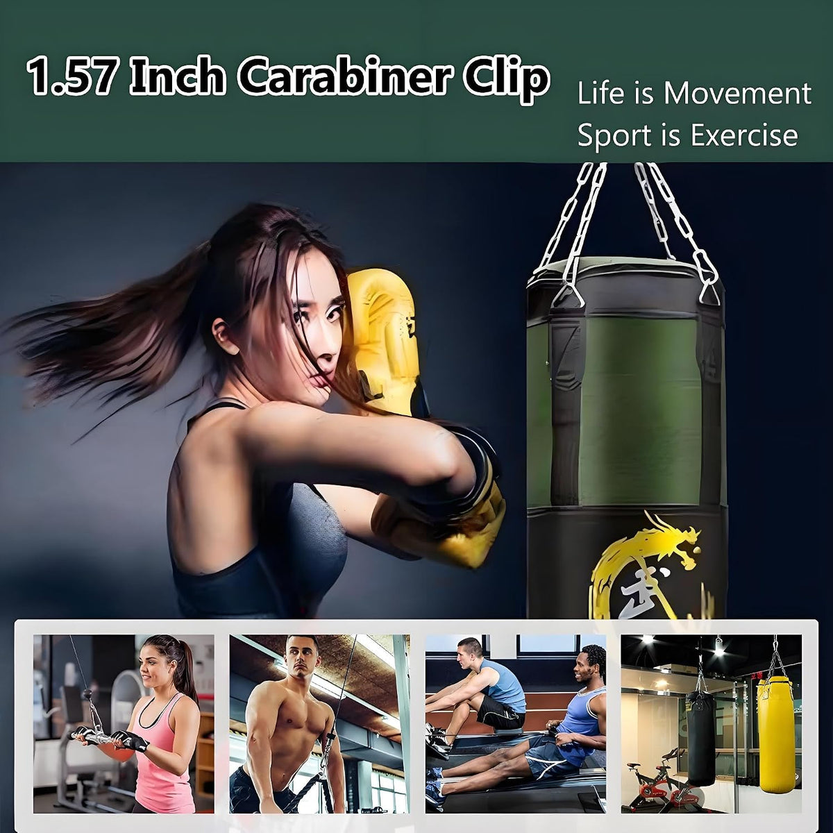 Spring Snap Hook Carabiners, Carabiner Clip, Heavy Duty Galvanized Steel Spring Clip, Quick Link Key Chain for Swing Hammock Gym Outdoor, Holding Capacity