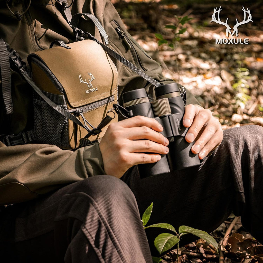 MOXULE Binocular Harness Chest Pack: Bino Case, Magnetic Lid, Rain Cover