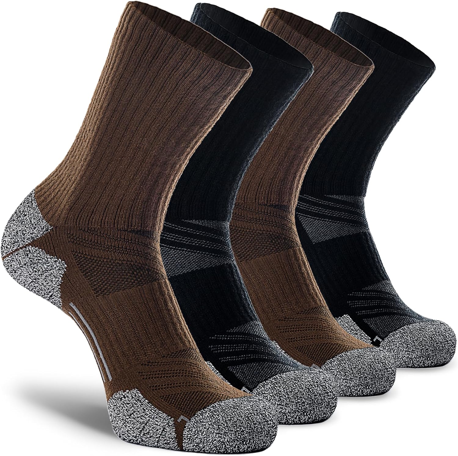 CWVLC Crew Hiking Socks, Cushion, Moisture Wicking, Arch Compression Boot Socks