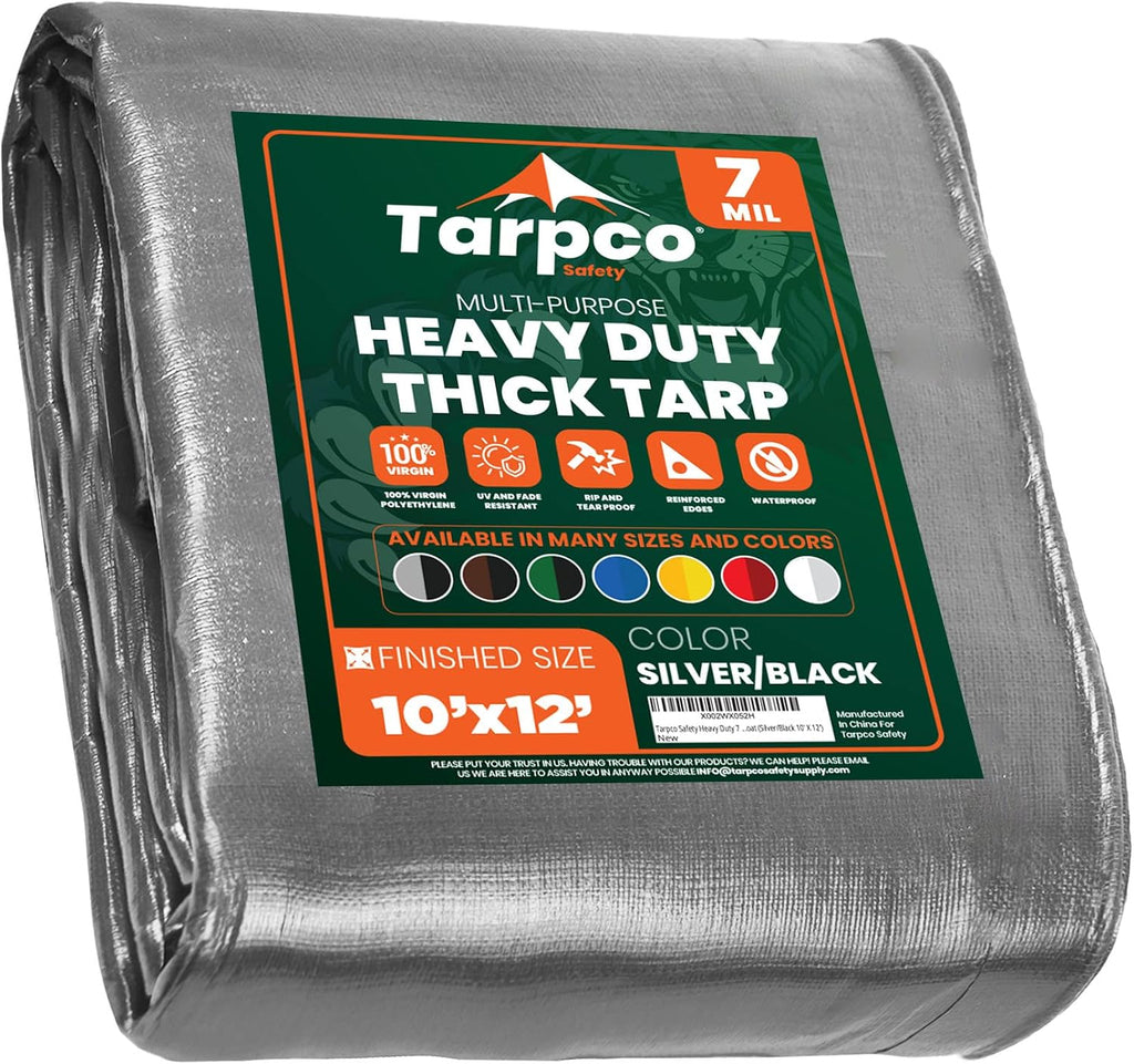 Heavy Duty 7 Mil Tarp Cover, Waterproof, UV Resistant, Rip and Tear Proof, Poly Tarpaulin with Reinforced Edges for Roof, Camping, Patio, Pool Cover, Boat (Blue 50′ X 70′)