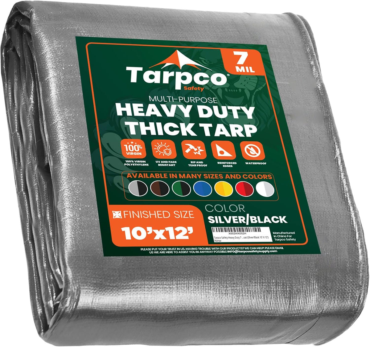 Heavy Duty 7 Mil Tarp Cover, Waterproof, UV Resistant, Rip and Tear Proof, Poly Tarpaulin with Reinforced Edges for Roof, Camping, Patio, Pool Cover, Boat (Blue 50′ X 70′)