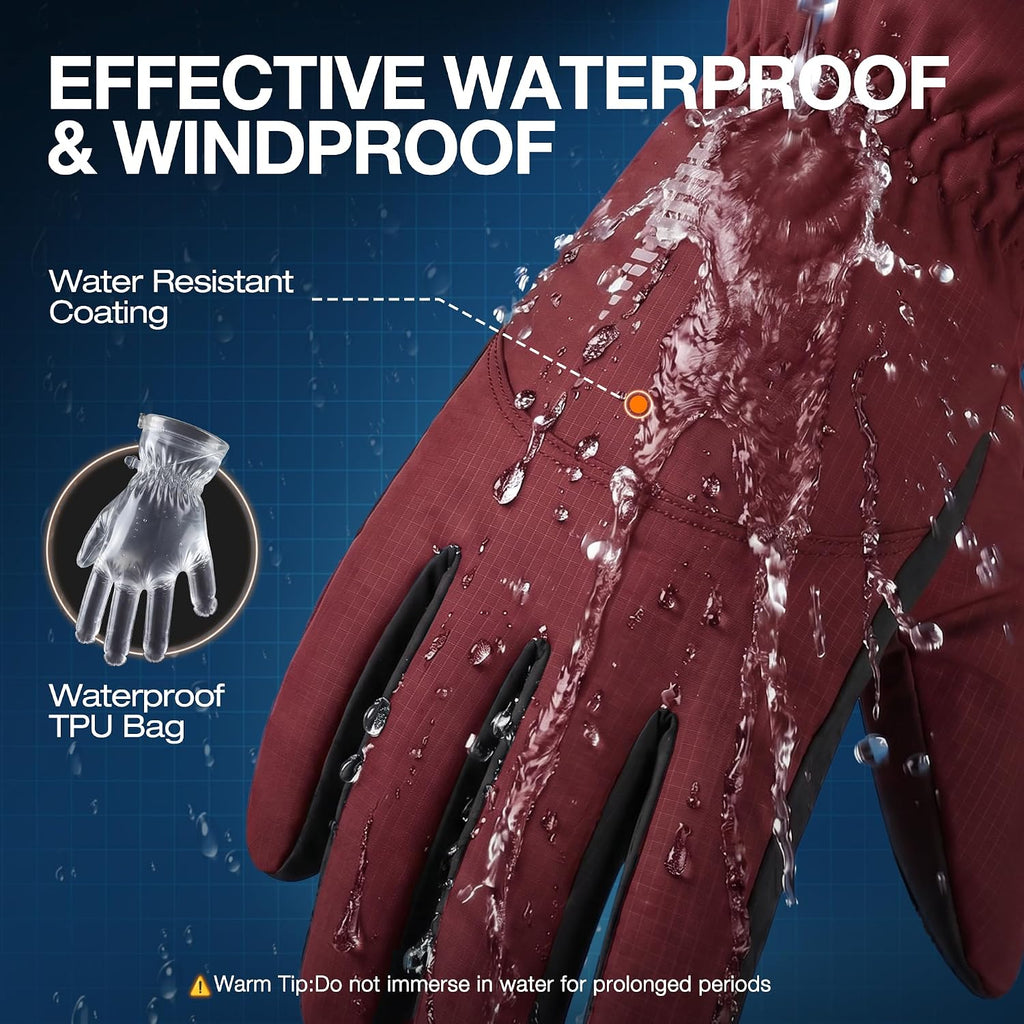 SIMARI Winter Waterproof Warm Gloves Women Men with Touchscreen Fingers, Ski Snow Windproof for Cold Weather Thermal, for Running Hiking Driving Cycling Outdoor Sports Daily Work