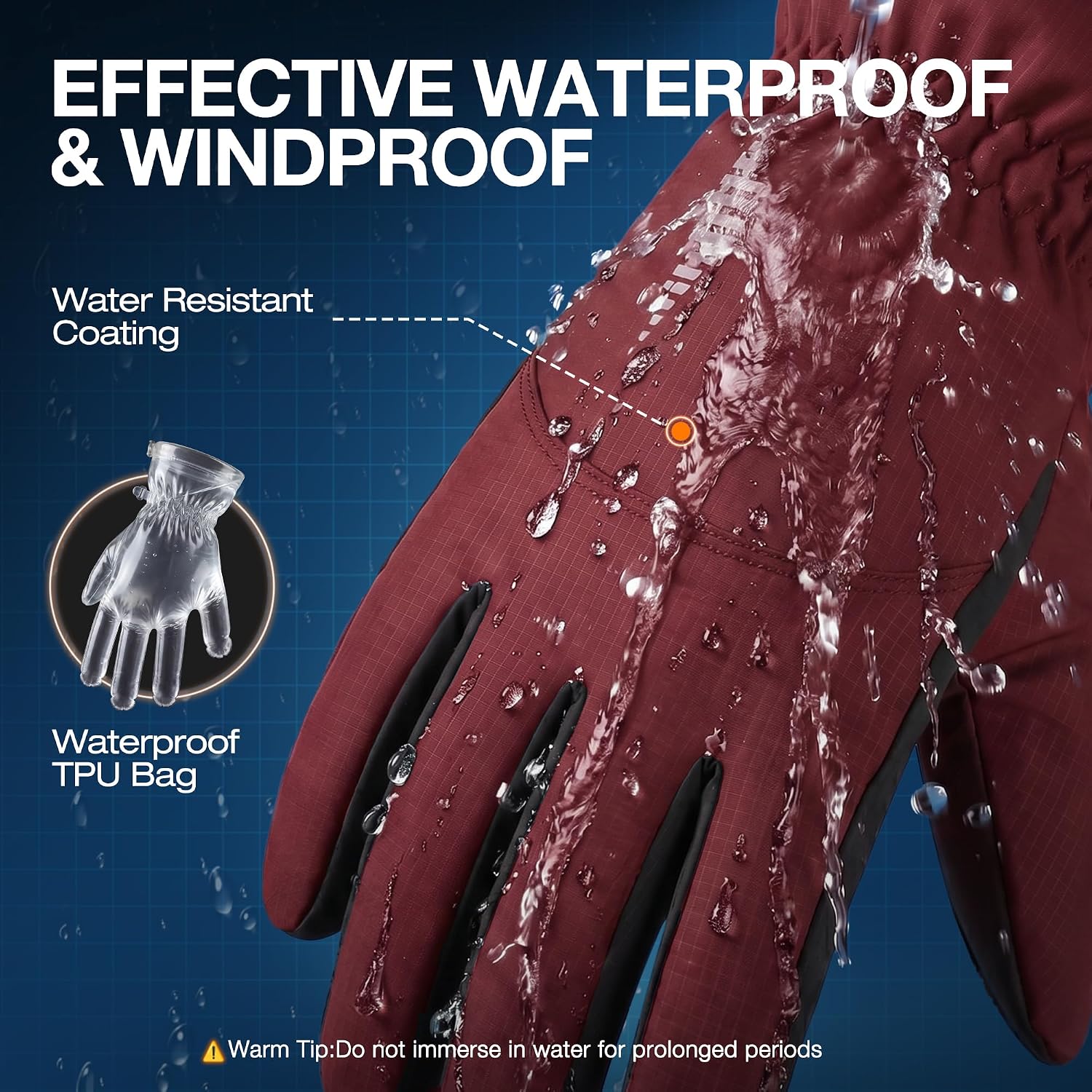 SIMARI Winter Waterproof Warm Gloves Women Men with Touchscreen Fingers, Ski Snow Windproof for Cold Weather Thermal, for Running Hiking Driving Cycling Outdoor Sports Daily Work