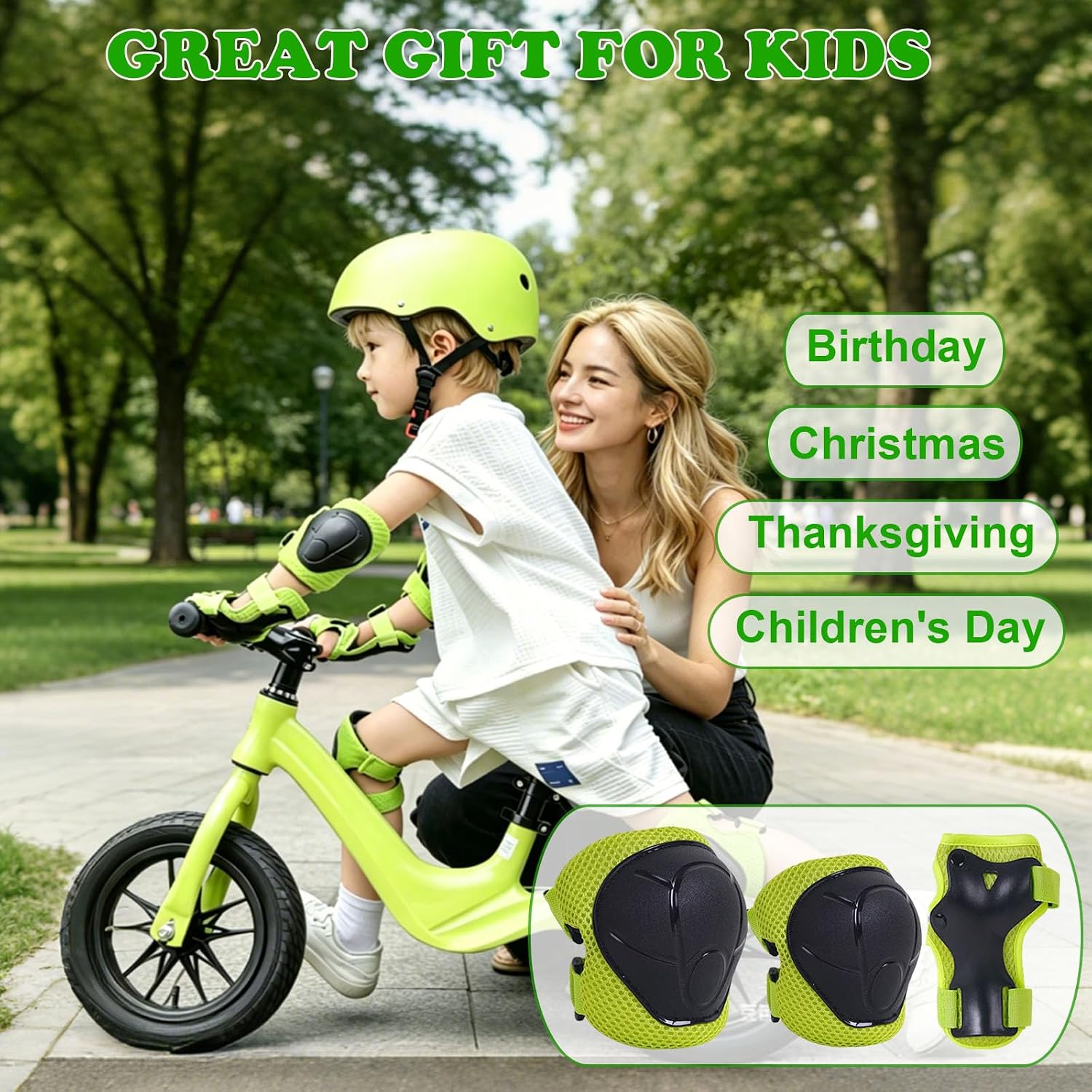 Kids Protective Gear Set Knee Pads for Kids 3-8 Years, Toddler Knee Pads and Elbow Pads for Girls Boys with Wrist Guards 3 in 1 for Skating Cycling Bike Rollerblading Scooter