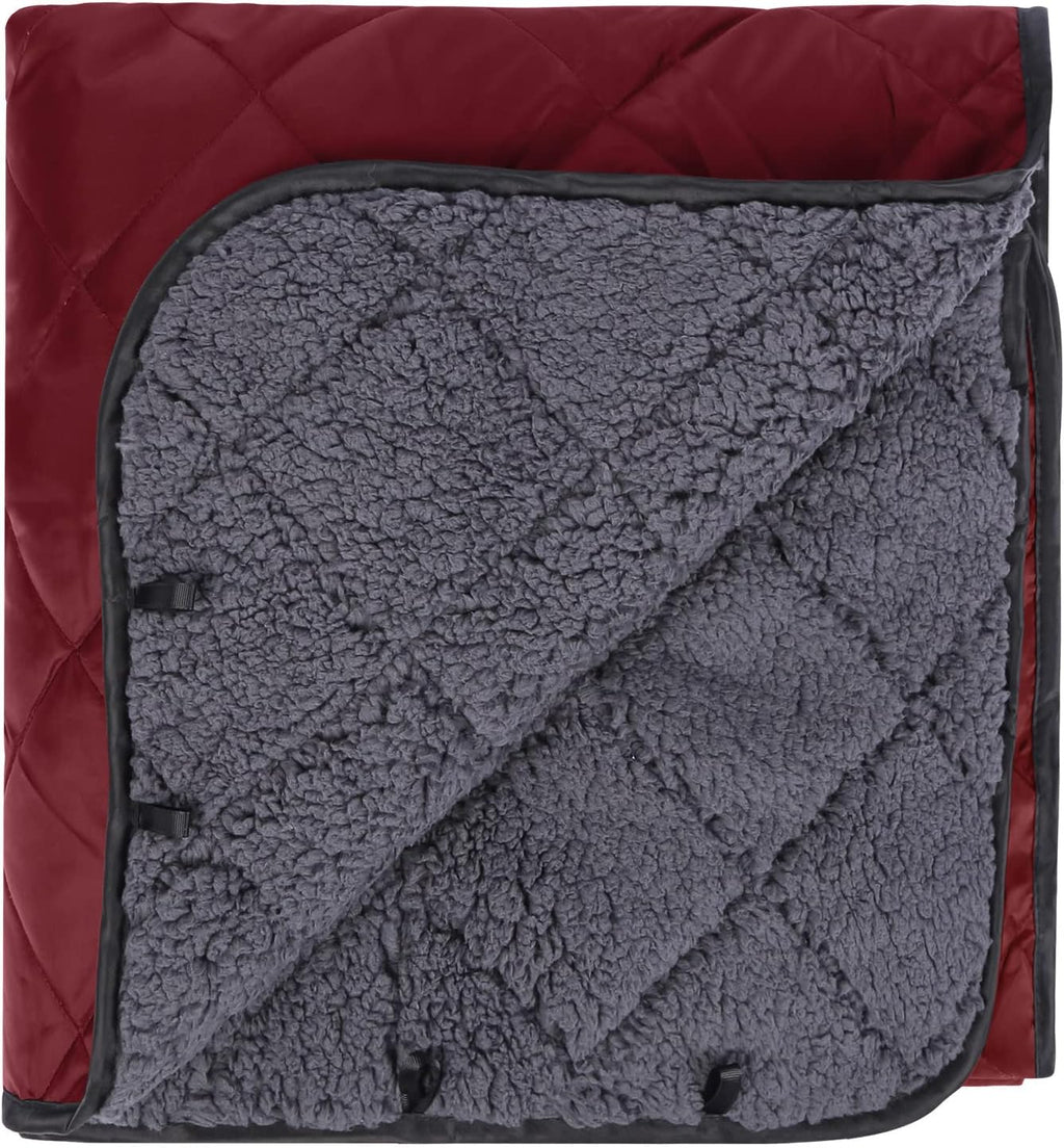 REDCAMP Large Camping Blanket with Sherpa Lining, Wine Red 79"x59"