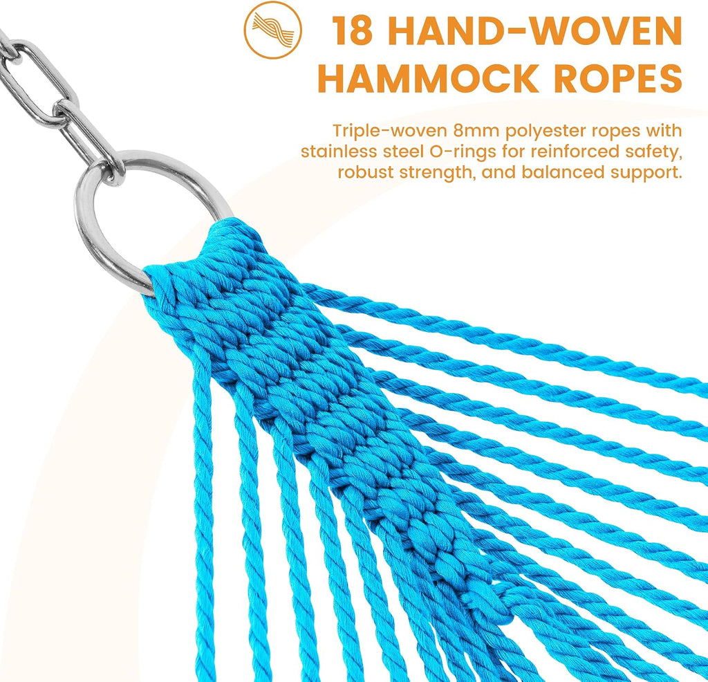 Lazy Daze 2 Person Caribbean Rope Hammock, Handwoven Double Hammock