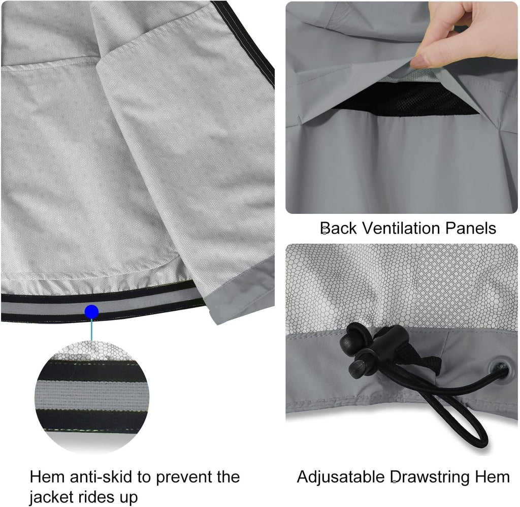 baleaf Men's Rain Jacket Waterproof Hood Lightweight Reflective Packable