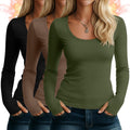 Riyiper 3 Pack Women's Thermal Long Sleeve Shirts Scoop Neck Top