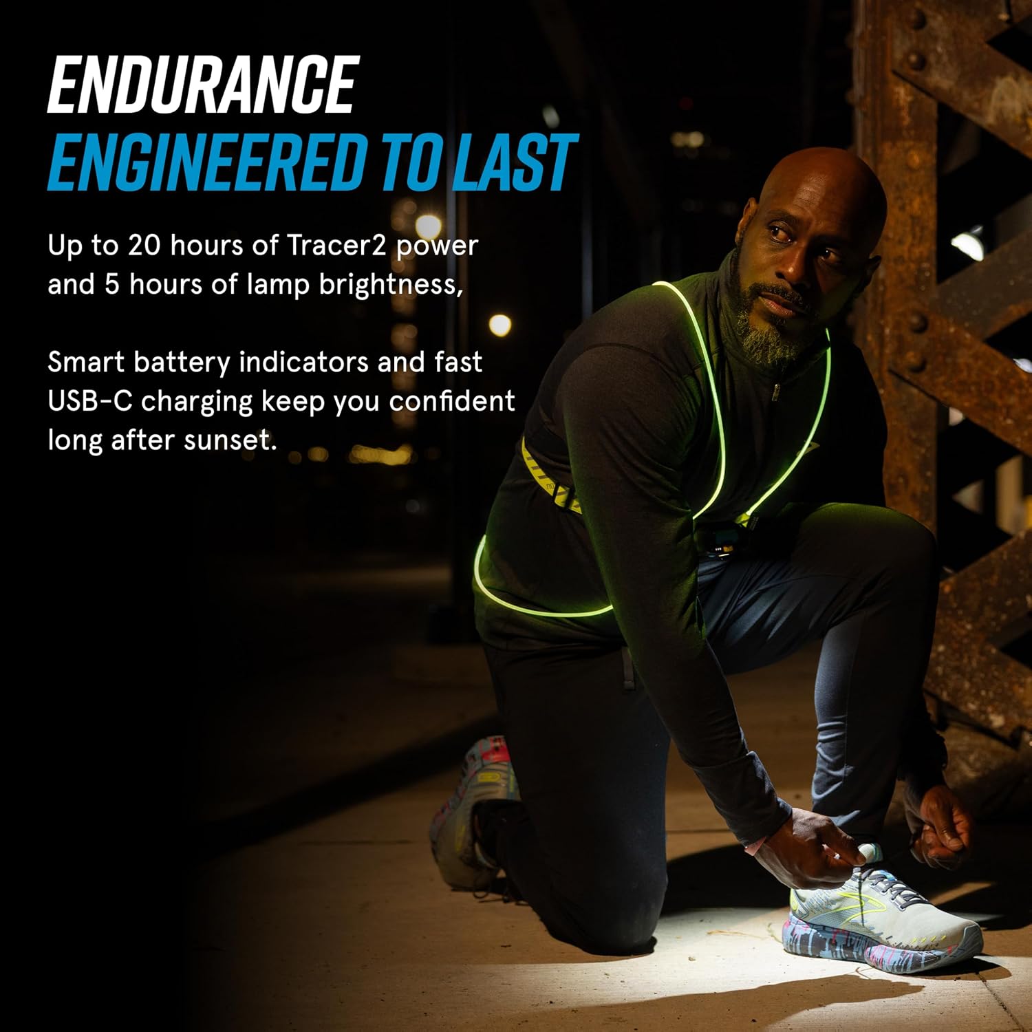 noxgear Tracer2 Multicolor Light Up and Reflective Running Vest | Rechargeable, Ultra-bright Running Lights for Runners