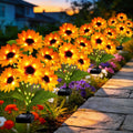 Solar Garden Lights Outdoor, 4 Pack Solar Sunflower Lights with 18 Head 3.5 Inch Flowers, Waterproof Flowers Light Fall Decor Auto ON/Off for Garden Yard Patio Backyard, Gifts for Mom Women