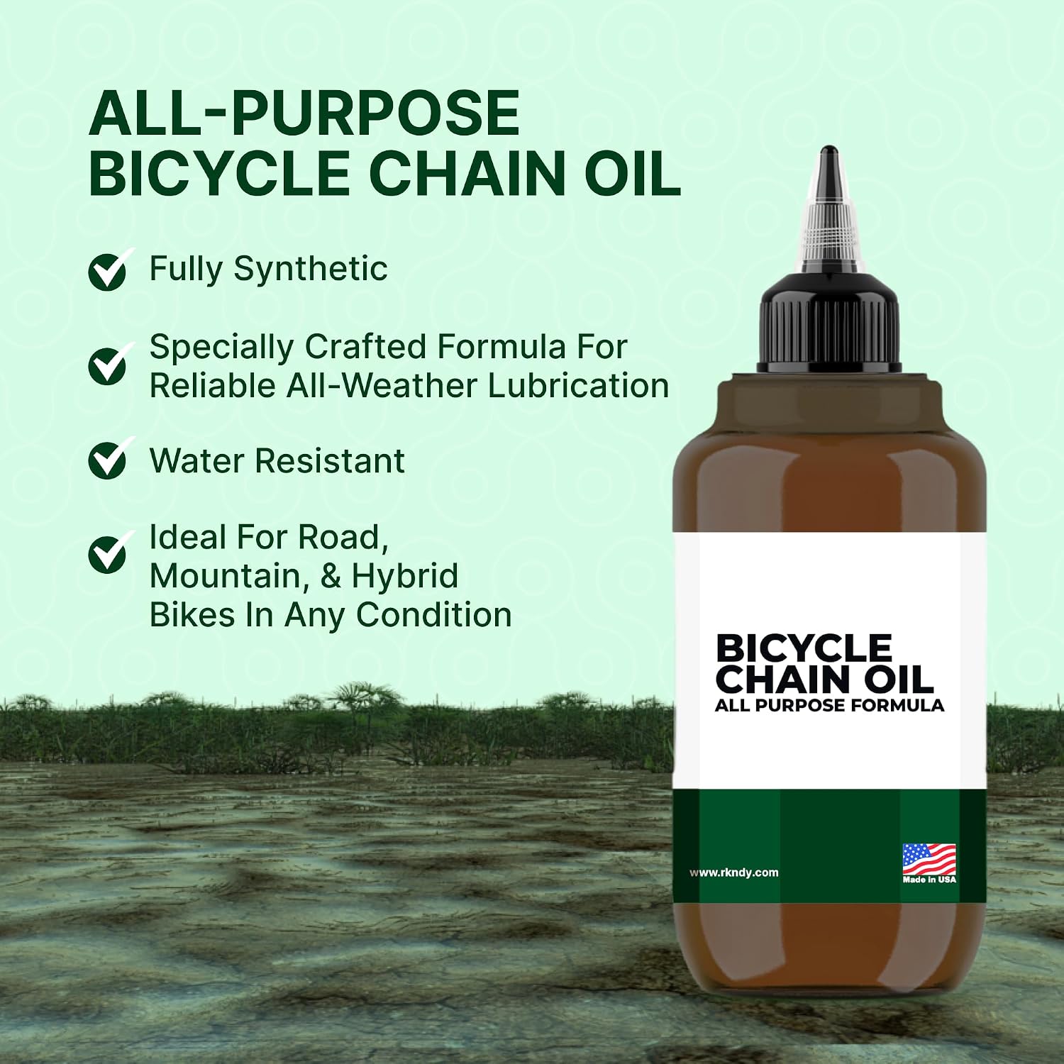 All-Purpose Bicycle Chain Oil, Fully Synthetic, Special Blend Formula for All-Weather Lubrication, Water Resistance, & Top Performance, Ideal for Road, Mountain, & Hybrid Bikes in All Condition