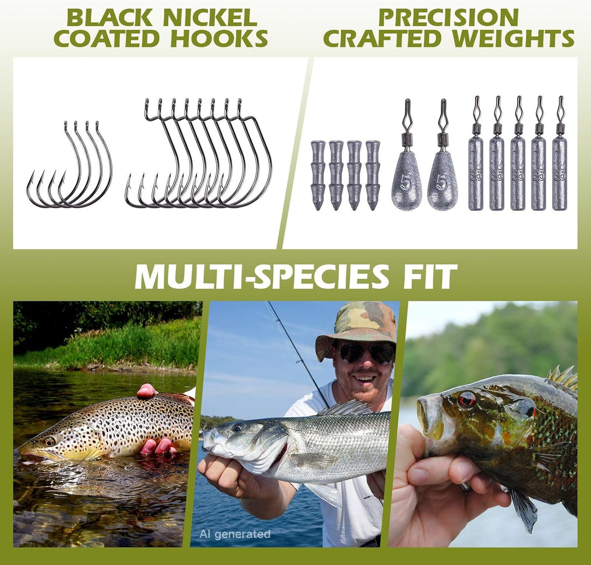 Goture 215pcs Fishing Tackle Kit with Removable Dividers Tackle Box