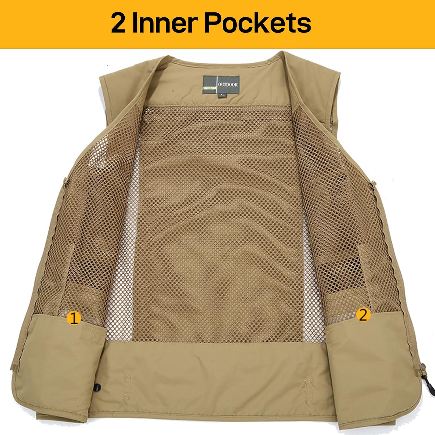 Flygo Men's Utility Cargo Vest Outdoor Fishing Safari Travel Work Photo Vest with Pockets