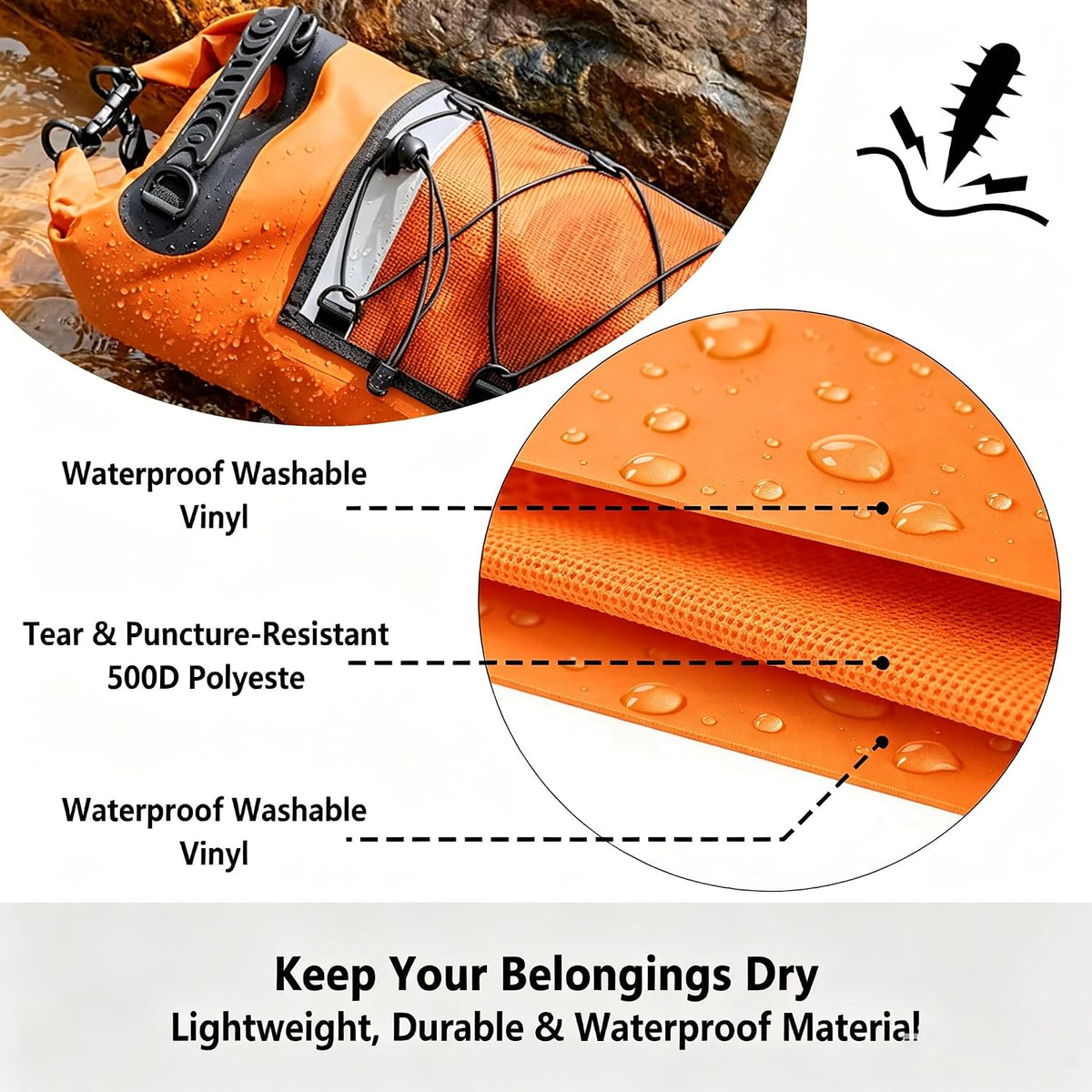 SHENDU 20L Roll-Top Waterproof Dry Bag Backpack for Kayaking Hiking(orange)