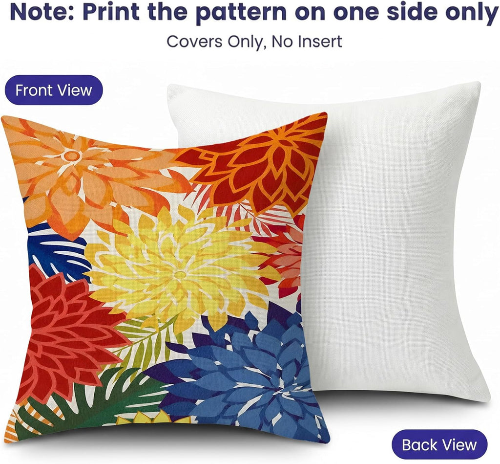 mellicoma Waterproof Outdoor Pillow Covers 18x18 Pack of 2 Vibrant Floral Collage Throw Outdoor Pillows for Garden Funiture Patio Home