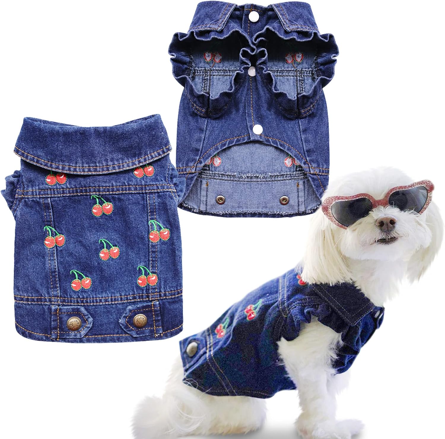 SILD Pet Clothes Dog Jeans Jacket Denim Shirt Small Medium Dogs Lapel Vests